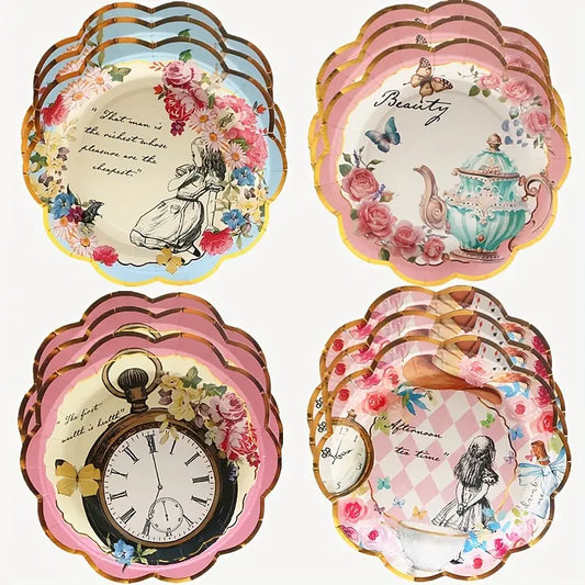 Alice in Wonderland Vintage Dessert Paper Plates Pack of 12
