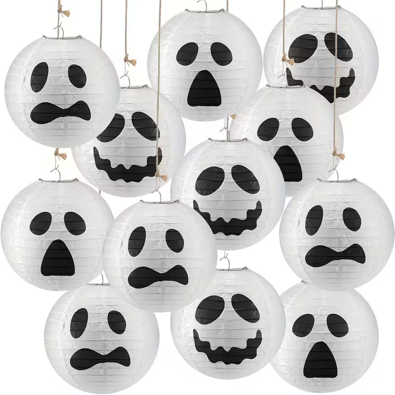 Halloween Ghostly Faces Lanterns Pack of 12