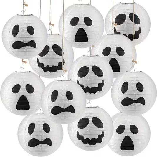 Halloween Ghostly Faces Lanterns Pack of 12