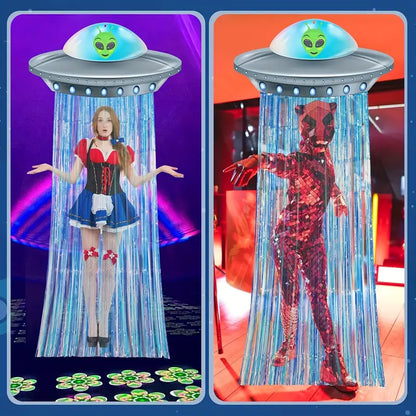 Alien Spacecraft Party Tinsel Foil Fringe Backdrop