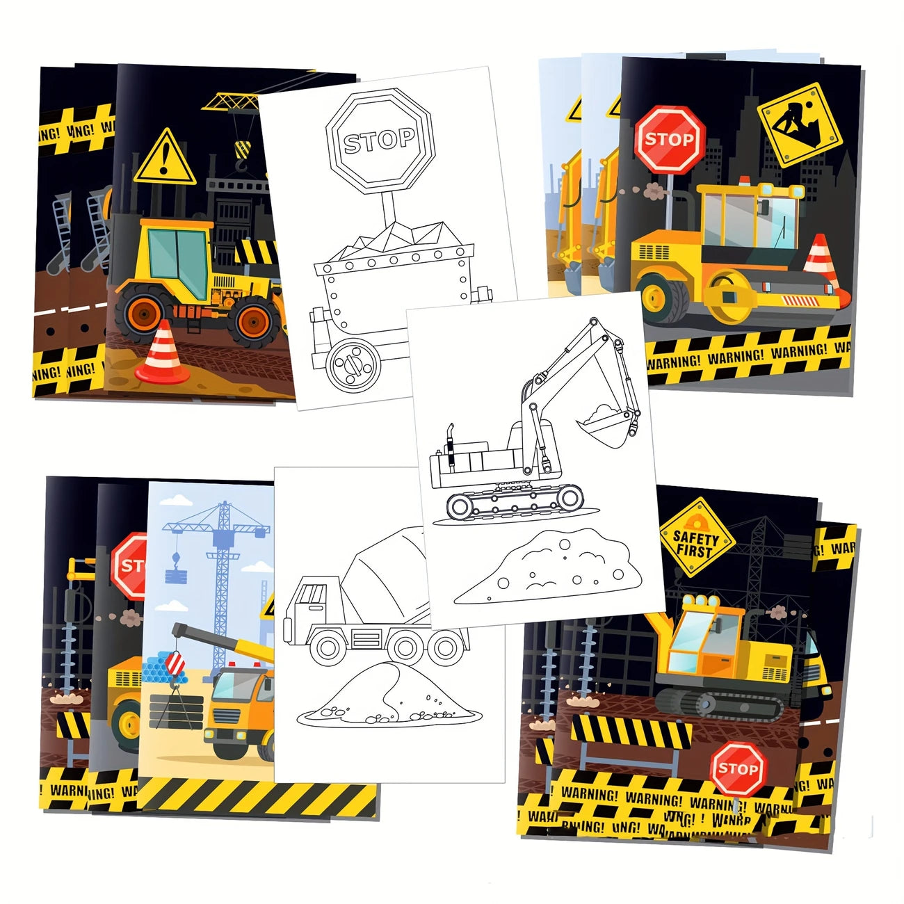 Construction Theme Coloring Books Pack of 18