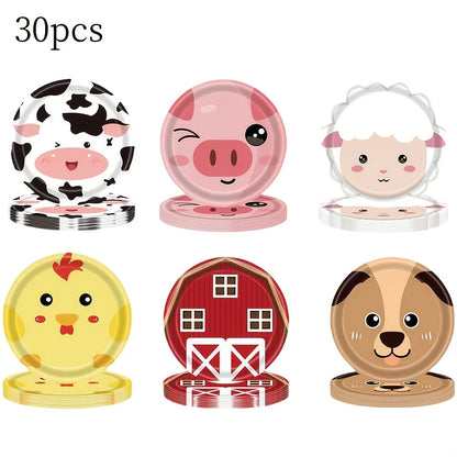 Farm Animal Themed Disposable Paper Dessert Plates Pack of 6