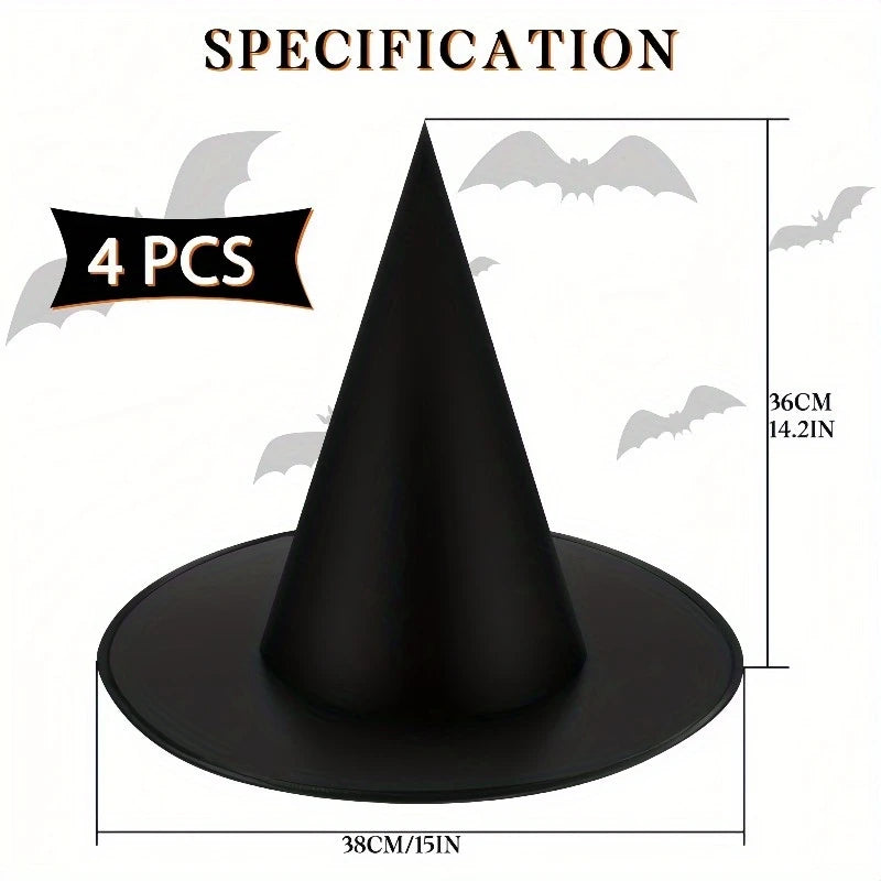 Floating Witch Hats Hanging Decor Pack of 4