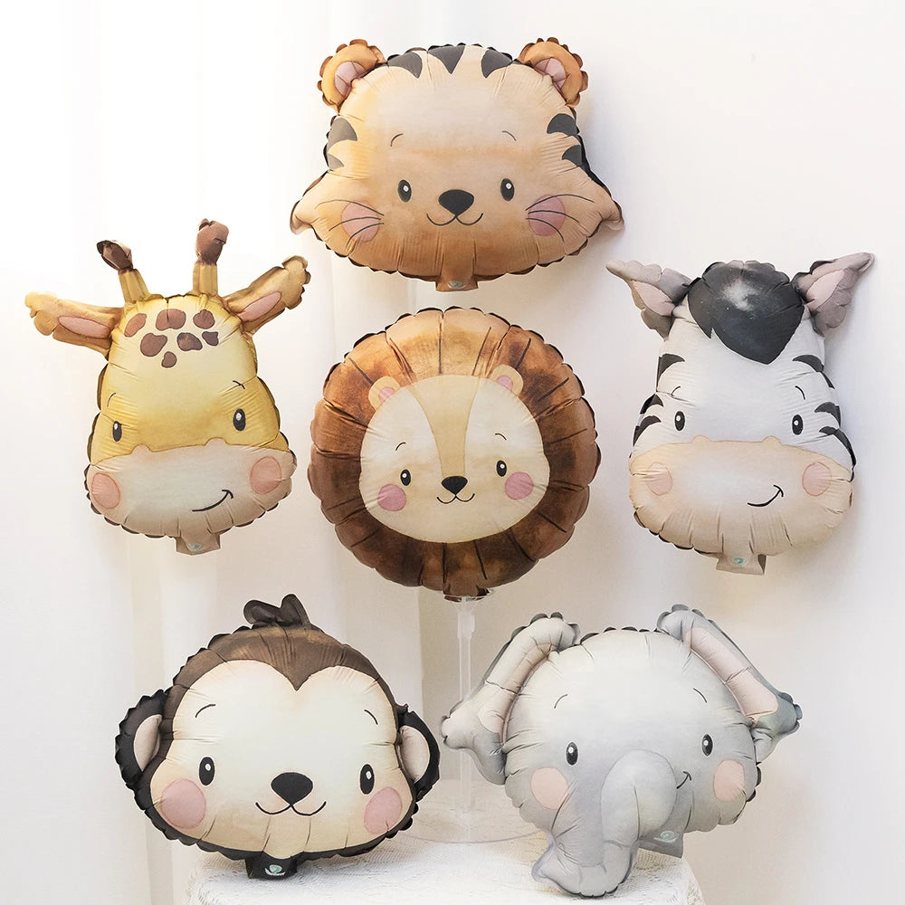 Adorable Jungle Animal Foil Balloons Pack of 6
