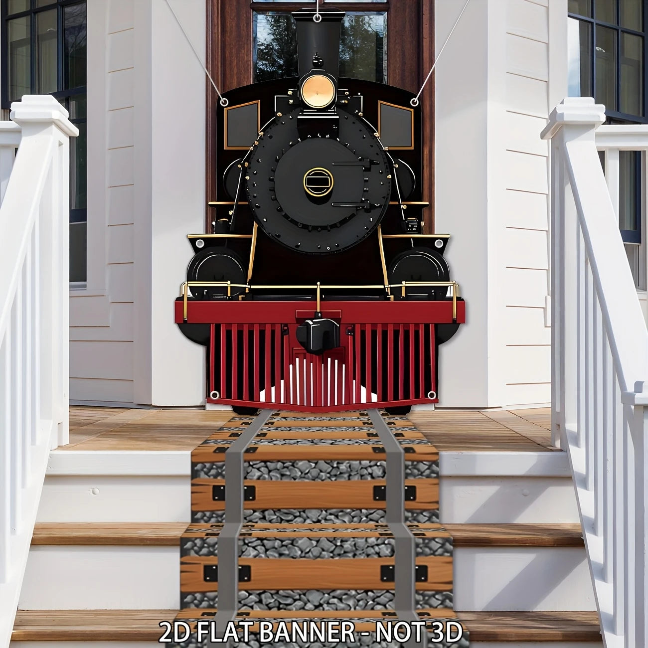 Train Party Decoration Hanging Banner and Railroad Track Aisle