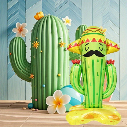 Large Cactus Balloon with Sombrero Standing