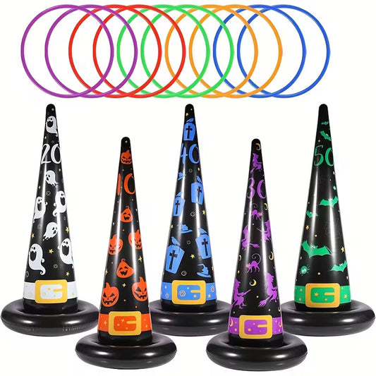 Halloween inflatable witch hat ring toss Pack of 5