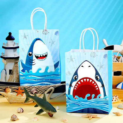 Blue Shark Print Gift Bags Pack of 24