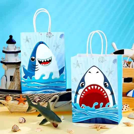 Blue Shark Print Gift Bags Pack of 24