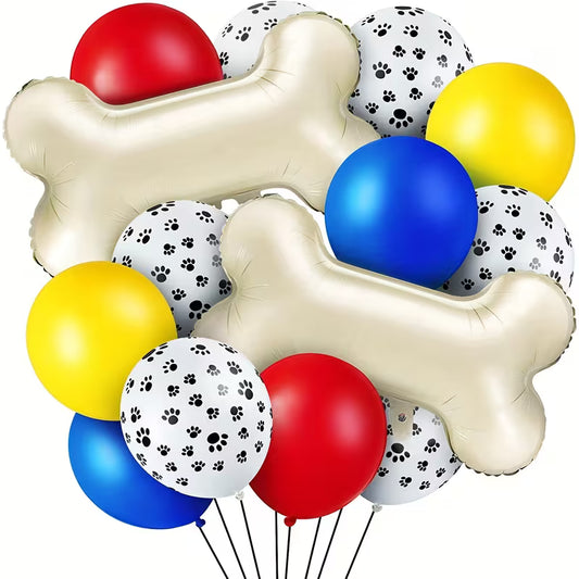 Dog Paw Print Giant Bone Foil Balloon Set