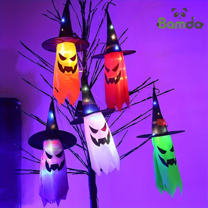 Halloween Hanging Ghost Witch Hat Lights