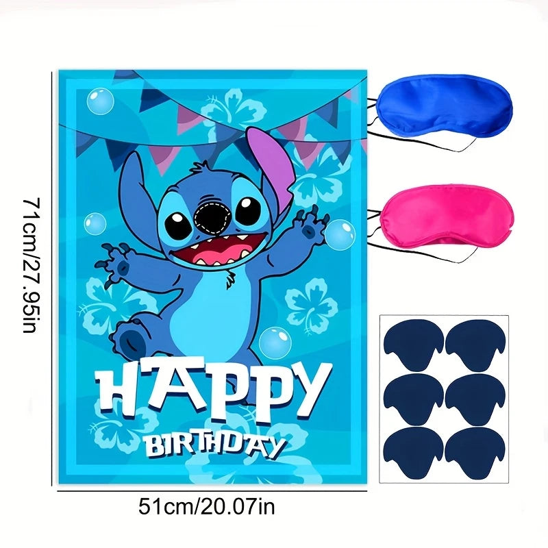 Stitch Blindfold Pin The Nose On Stitch Game Kit with Eye Masks and Nose Stickers Game