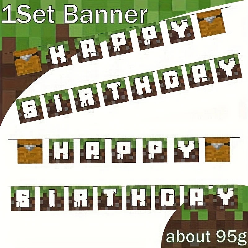 Minecraft Happy Birthday Paper Banner