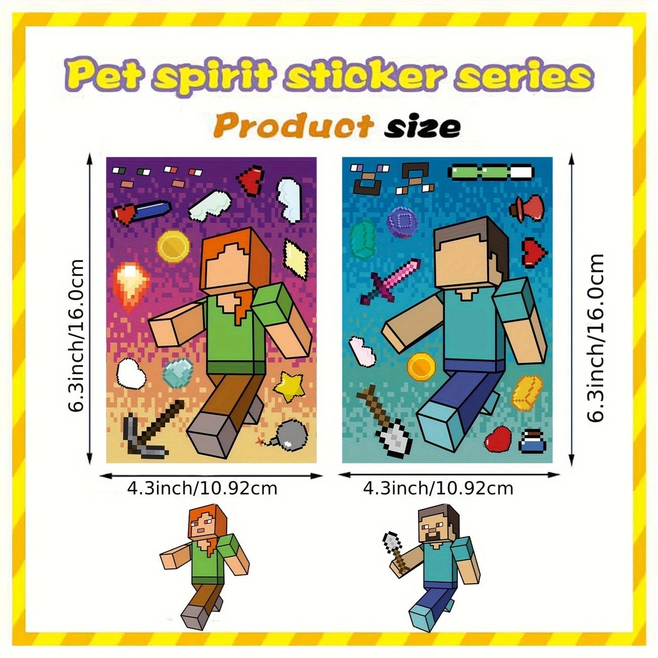 Minecraft Character Vinyl Stickers Pack of 8