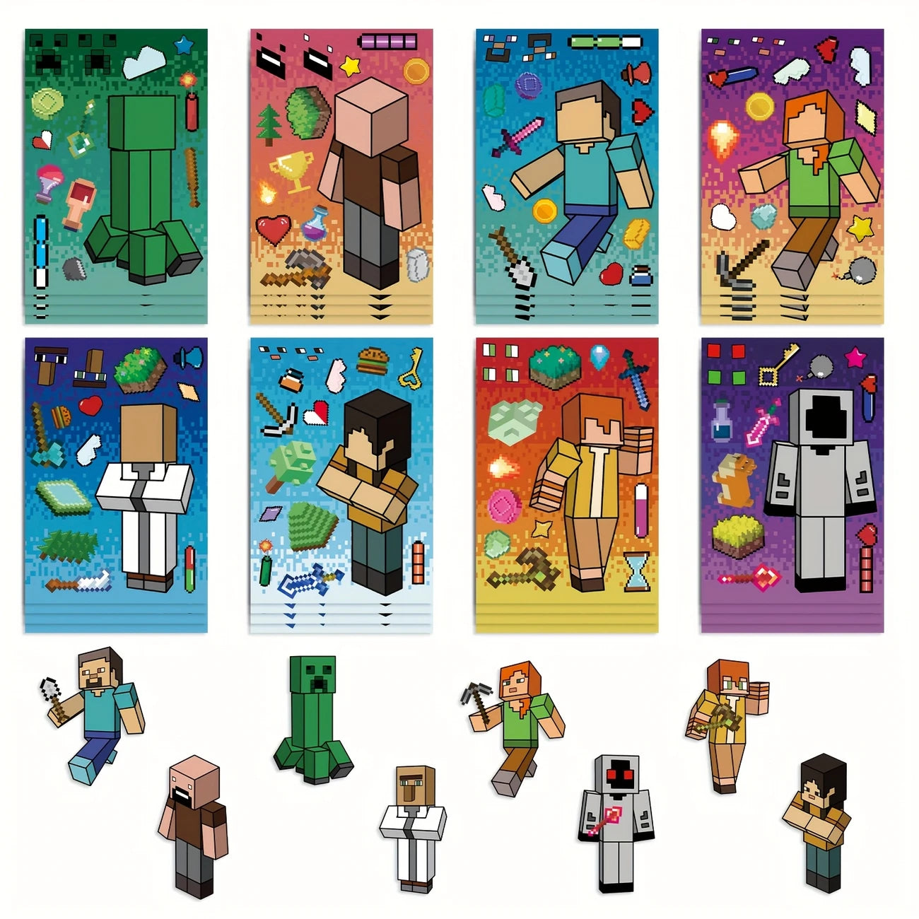 Minecraft Character Vinyl Stickers Pack of 8