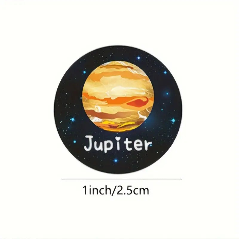 Space Planet Round Stickers Roll of 500