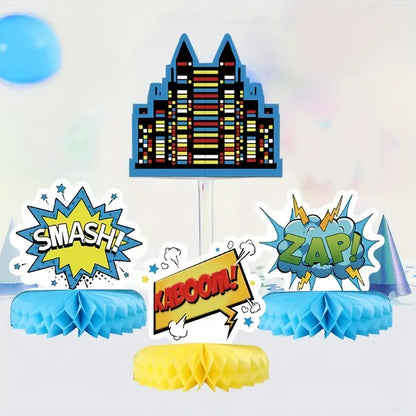 Superhero Party Honeycomb Centerpieces Pack of 9