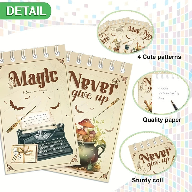 Magical Wizard Themed Spiral Mini Notebook Favors Pack of 8