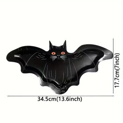Black Cat Bat-Shaped Paper Plates Pack of 8