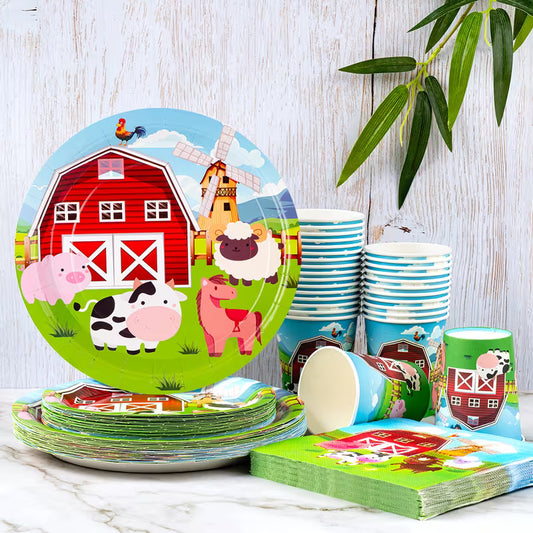 Farm Party Tableware Set for 10 Guests