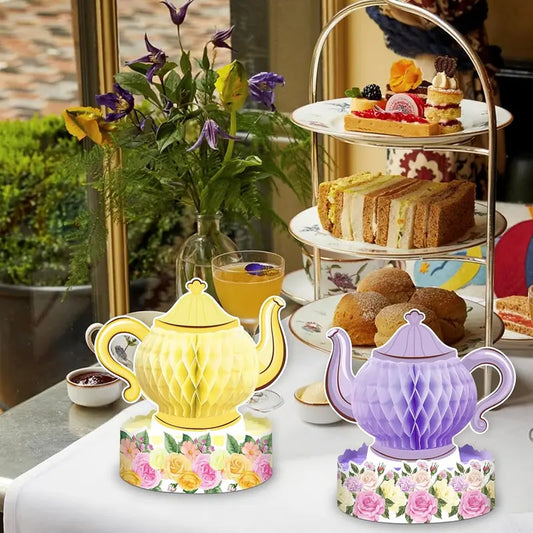 Tea Party Decorations Honeycombs Floral Table Centerpieces Pack of 8