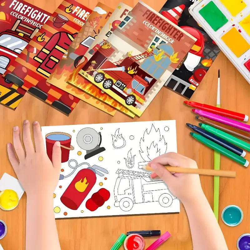 Fire-Themed Mini Color Books Pack of 6