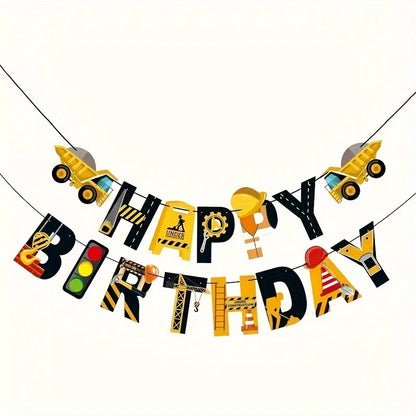 Construction Theme Happy Birthday Paper Banner