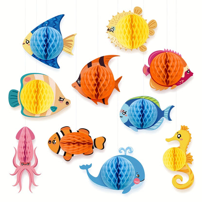 Tropical Fish Honeycomb Hanging Decorations Pack of 10