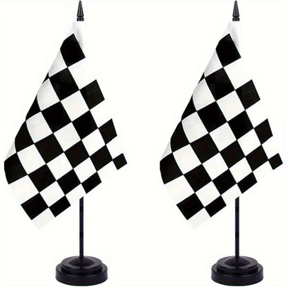 Checkered Black and White Racing Flag Table Decor Set of 2