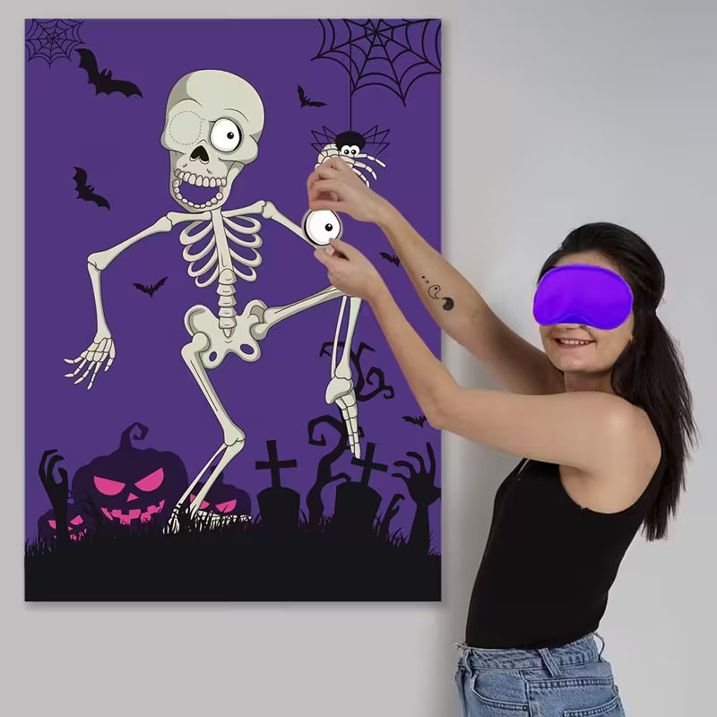 Pin The Eyeball on Mr.Bone Party Game