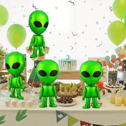 Green Alien Foil Balloons Pack of 4