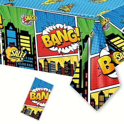 Superhero Themed Plastic Tablecloth