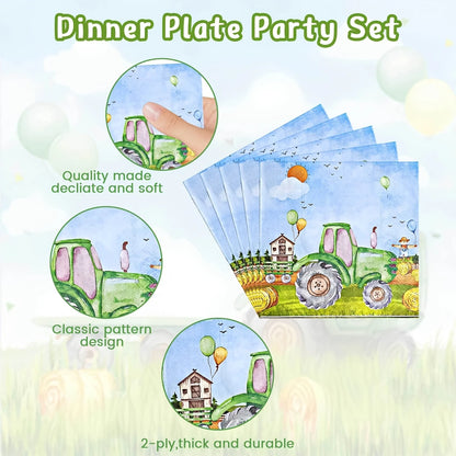 Farm Tractor Party Tableware For 10 Guests
