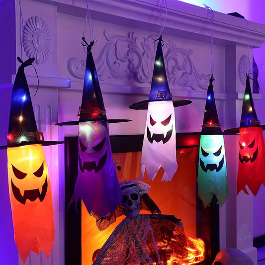 Halloween Hanging Ghost Witch Hat Lights