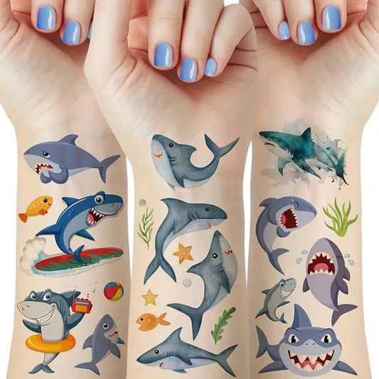 Cute Shark Temporary Tattoo Stickers Pack of 12 sheets