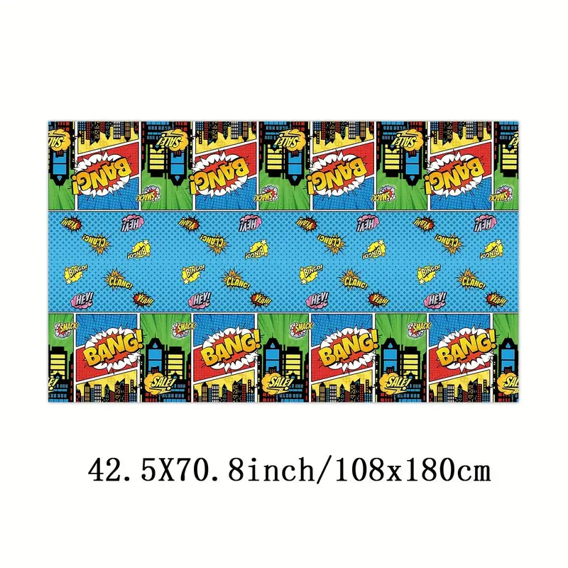 Superhero Themed Plastic Tablecloth