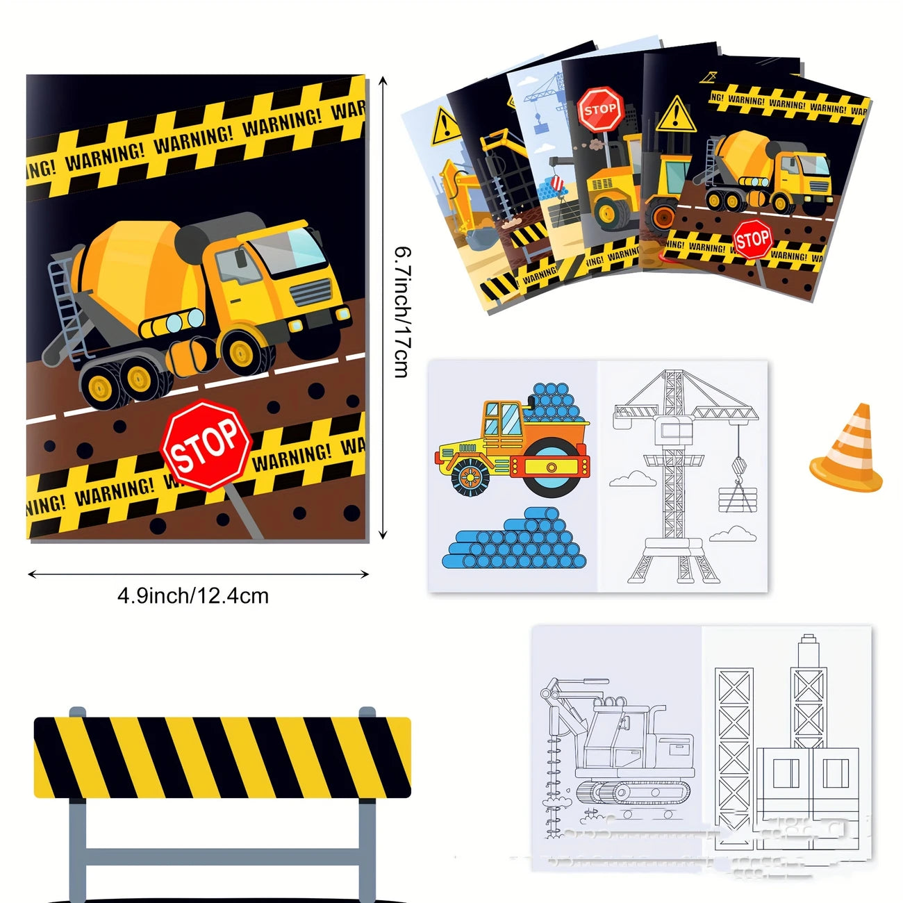Construction Theme Coloring Books Pack of 18