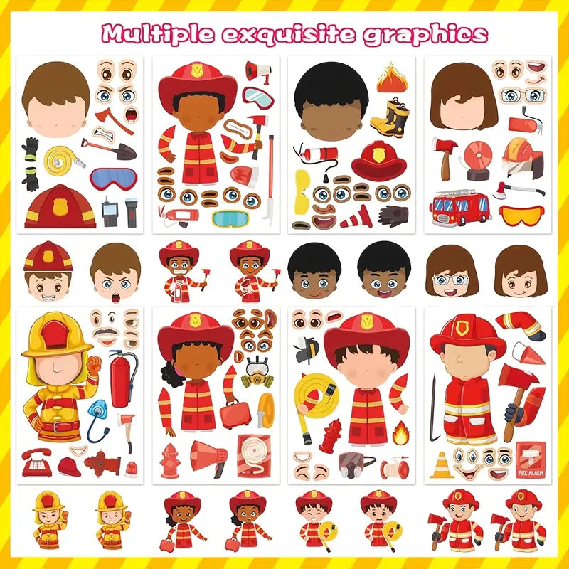 Firefighter DIY Themed Decals Pack of 32 Sheets