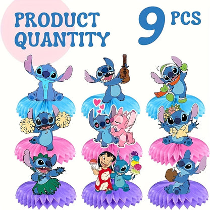 Stitch Honeycomb Decorations Pack of 9