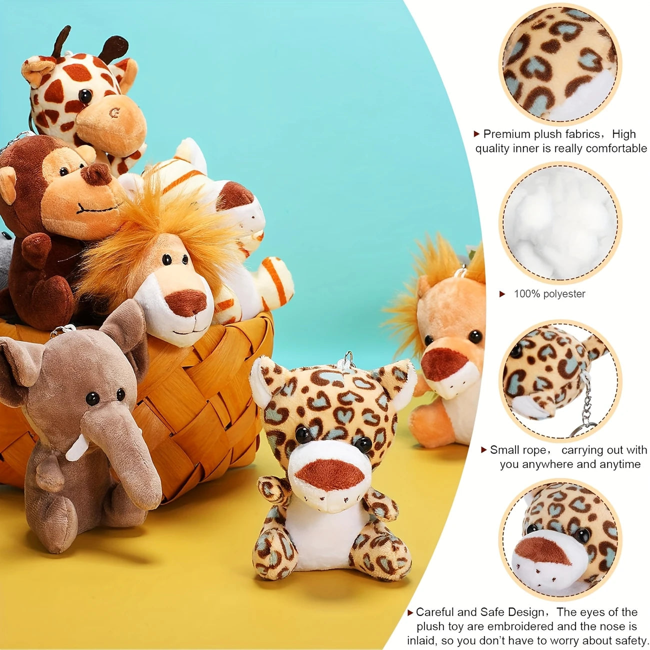 Mini Stuffed Animals Jungle Plush Toys Pack of 6