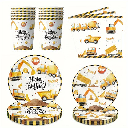 Construction Birthday Party Tableware For 10 Guests