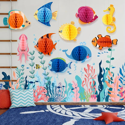Tropical Fish Honeycomb Hanging Decorations Pack of 10