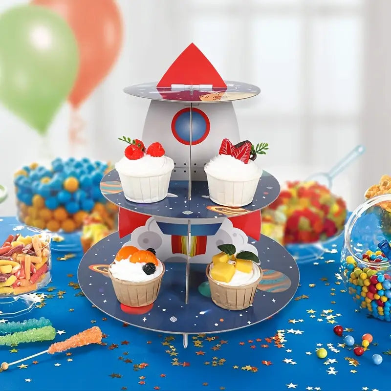 Space Rocket Cupcake Cardboard Stand