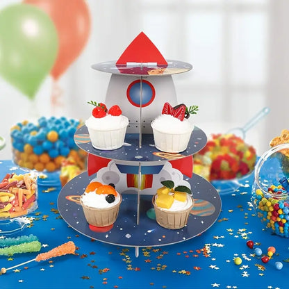 Space Rocket Cupcake Cardboard Stand
