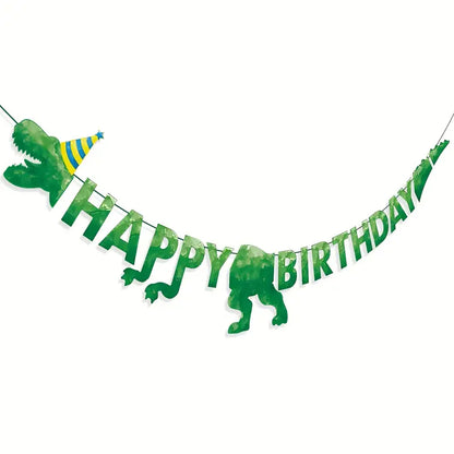 Festive Dinosaur Happy Birthday Banner