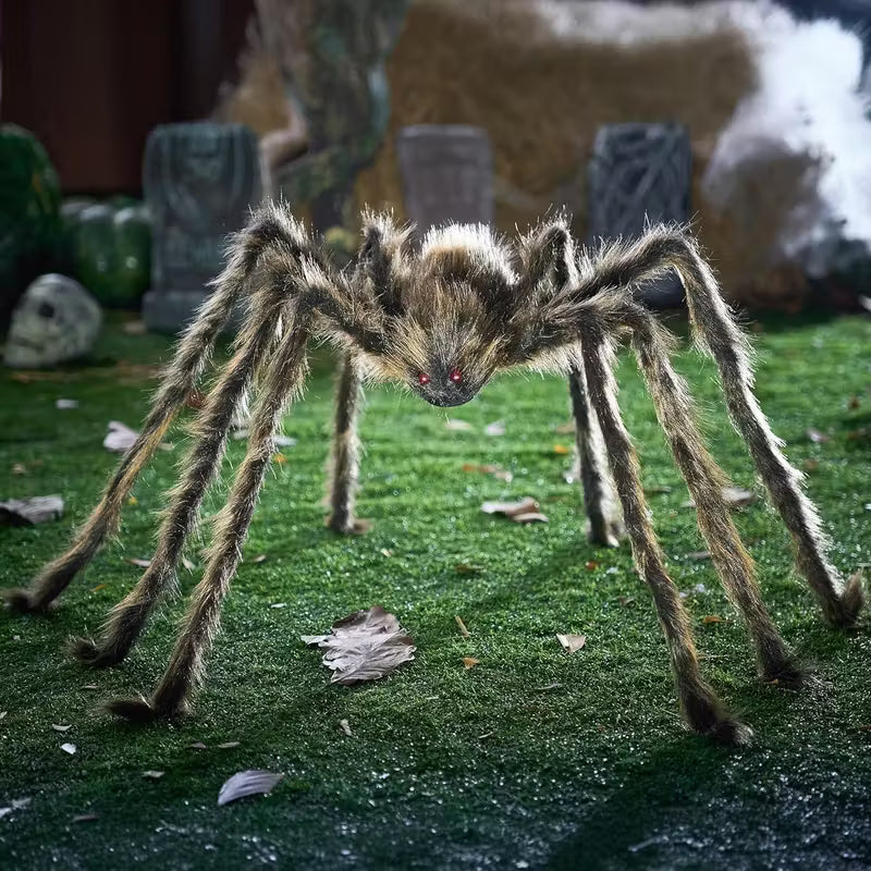 Realistic Brown Spider with Red Eyes, Detailed Legs & Furry Body