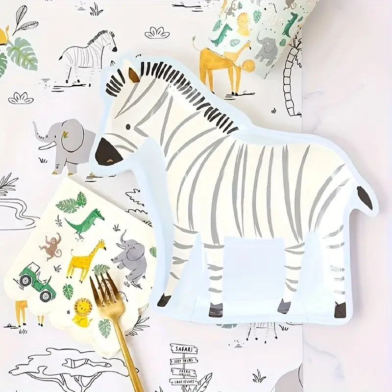 Zebra Shaped Paper Plates Safari Pack of 12