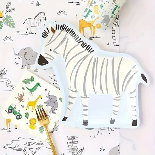 Zebra Shaped Paper Plates Safari Pack of 12