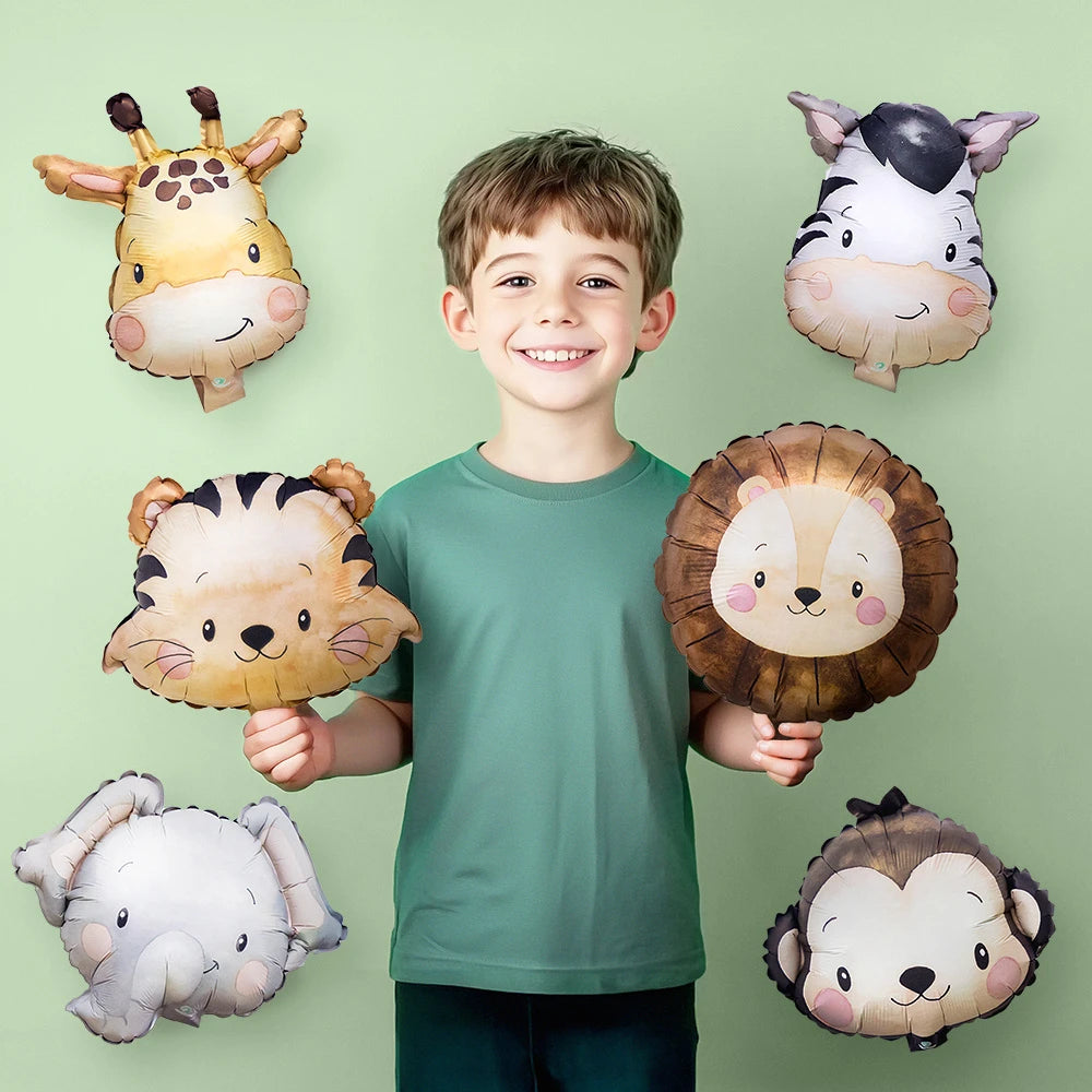 Adorable Jungle Animal Foil Balloons Pack of 6