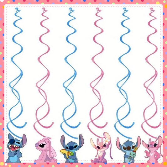 Stitch and Angel Swirl Hanging Decorations Pack of 6